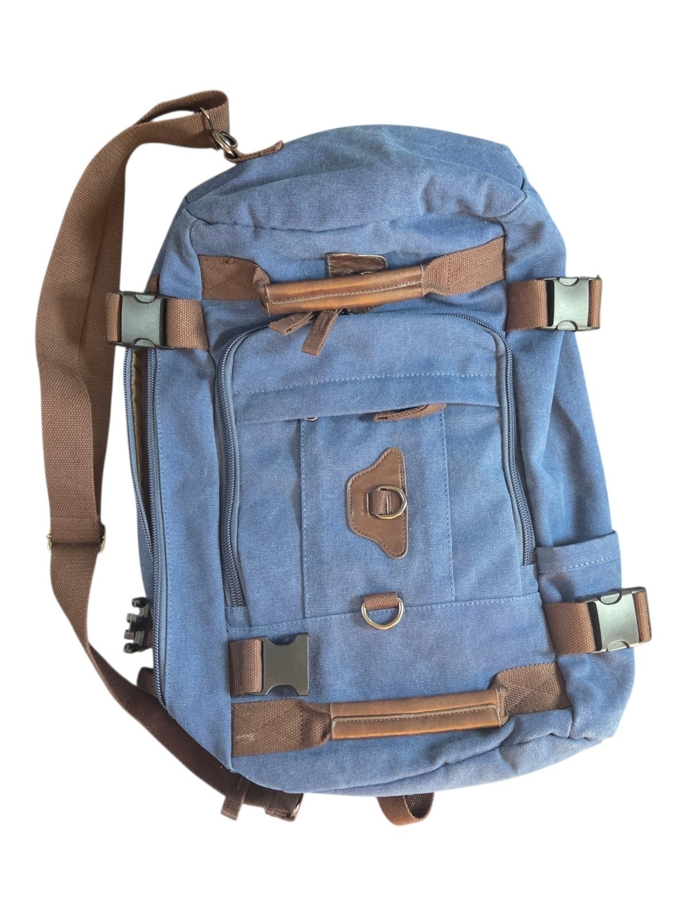 Vintage Blue Canvas Men's Convertible Backpack 22" X 14"